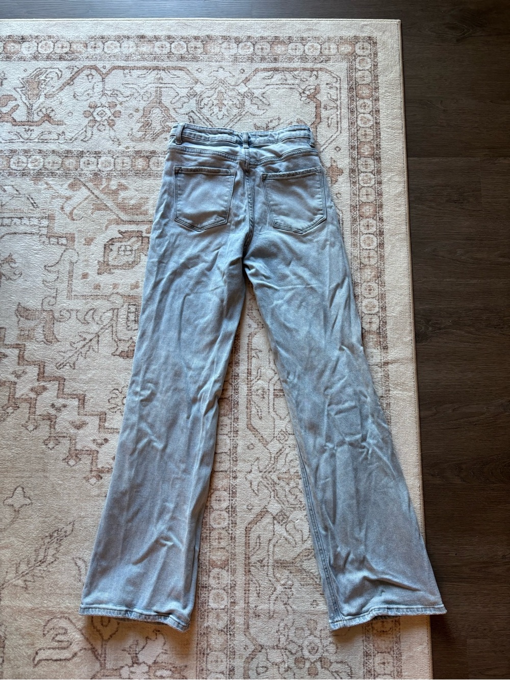 Light Wash Distressed Flare Jeans - Women's Wide Leg - Picture 3 of 4